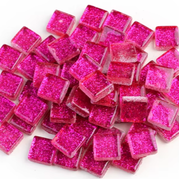 10mm hot pink glitter tiles