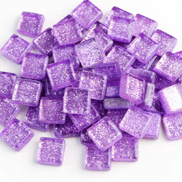 10mm lilac glitter tiles