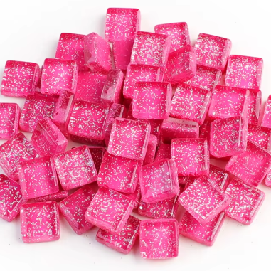 10mm hot pink glitter tiles