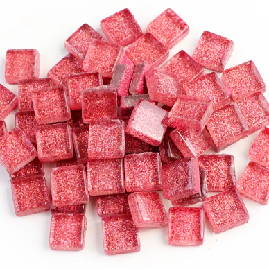 10mm pink glitter mosaic tiles