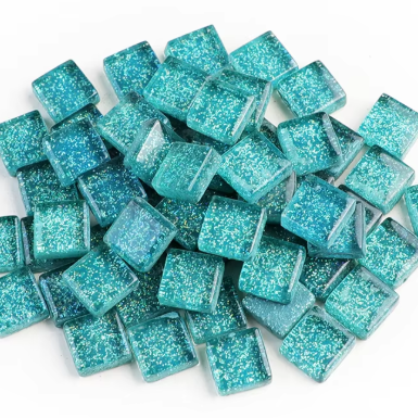 10mm turquoise blue glitter mosaic tiles