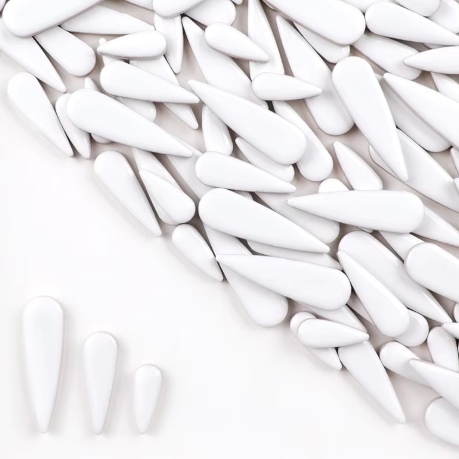 white ceramic teardrop shaped mosaic tiles